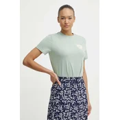 Kratka majica Fjallraven Fox Boxy Logo ženska, zelena barva, F87153