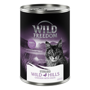 Wild Freedom Adult Sterilised 6 x 400 g - receptura brez žitaric - Wild Hills Sterilised - piščanec z raco