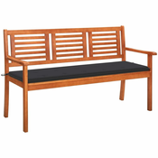 Greatstore Vrtna klop za 3 osebe z blazino 150 cm trden evkaliptus
