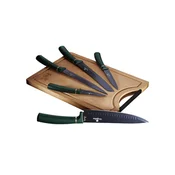 BerlingerHaus BH/2551A komplet nožev z rezalno desko iz bambusa, zelen, 6 kosov, Emerald Collection