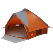 Vidaxl Teepee šotor za 10 oseb Siva in oranžna 567 x 470 x 242 cm