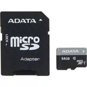 MICRO SD 64GB AData + SD adapter AUSDX64GUICL10-RA1