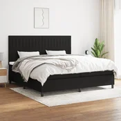 Greatstore Box spring postelja z vzmetnico črn 200x200 cm blago