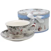 Božična porcelanasta skodelica 220 ml s krožnikom v okrasni škatli
