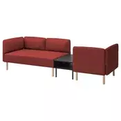 LILLEHEM Modul. sofa trosed s pom. stocicem, Gunnared smede-crvena/drvo