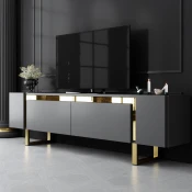 Hanah Home TV Komoda Yildiz, 180x50x30 cm, Antracit-Zlatne boje