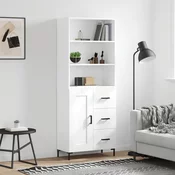 Vidaxl Visoka omara bela 69,5x34x180 cm inženirski les