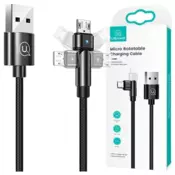 USAMS USAMS KABEL Z VRTLJIVO PLETENICO U60 2A MICROUSB ČRN 1M ZA TELEFONE, (21980457)