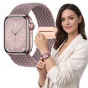 Pašček za Apple Watch 42 mm 44 mm 45 mm 49 mm Pleten roza zapestnica