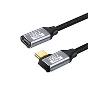 INF Desni kot USB-C podaljšek Moški v Ženski, PD 100W, Alu+Najlon 3 m, (5000277059)