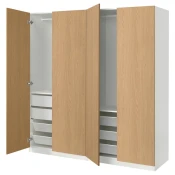 PAX / STORKLINTA Kombinacija garderobera, bela/im. hrastovine, 200x66x201 cm