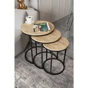 Hanah Home set od 3 pomocna stola Milas 3, crni / orah