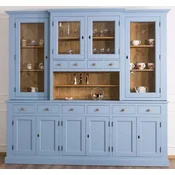 Casa Padrino country style dining room cabinet light blue/natural 245 x 47 x H. 225 cm - Solid wood kitchen cabinet - Dining room furniture in country style - Country style furnishings