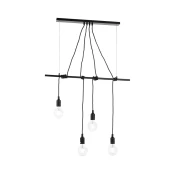 ONLI - Lestenec na vrvici WIRE 4xE27/15W/230V črna