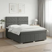 vidaXL Postelja boxspring z vzmetnico Temno siva 140 x 190 cm Blago