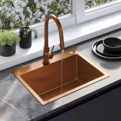 Jekleno pomivalno korito Liam BRUSH COPPER