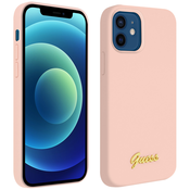 Guess GUHCP12SLSTMLP iPhone 12 mini 5,4 light pink hardcase Silicone Triangle Logo (GUHCP12SLSTMLP)