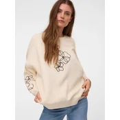 VERO MODA Majica VMBRIANA ecru / črna