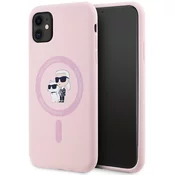 Ovitek Karl Lagerfeld silikonski ovitek Karl & Choupette MagSafe za iPhone 11 roza (KLHMN61SCMKCRHP)
