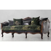 Casa Padrino luxury baroque leather sofa black/green/brown - Magnificent living room sofa with high quality genuine leather - Luxury living room furniture in baroque style - Noble & Magnificent
