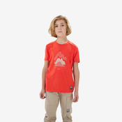 Majica kratkih rukava za planinarenje MH100 za dječake 7-15 godina crvena