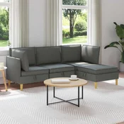 Vidaxl Modularni kavč s shranjevanjem 4 pcs Temno siva Blago