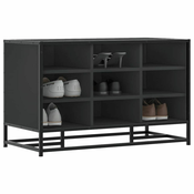 Klupa za cipele crna 84x40x53,5 cm Konstruirano drvo i metal