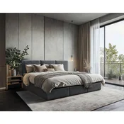 MID.YOU DRUŽINSKA POSTELJA 240 cm  x 200 cm , les, tekstil, leseni material antracit