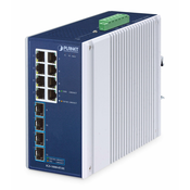 Planet IGS-1000-8T4X IP30 Industrial 8-Port 10/100/1000T + 4-Port 10G SFP+ Ethernet Switch (-40~75 degrees C, dual 9~48V DC/24V AC, supports 1G/2.5G/10G SFP transceivers)