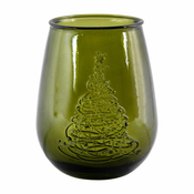 Zelena staklena vaza s božicnim motivom Ego Dekor Arbol de Navidad, visina 13 cm