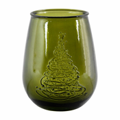 Zelena steklena vaza z božičnim motivom Ego Dekor Arbol de Navidad, višina 13 cm
