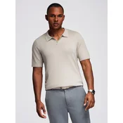 Ombre Mens buttonless polo shirt with classic weave - light grey