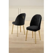 Hanah Home Set stolica Mara, 44x90x42 cm, 2 komada, Zlatno-crne boje