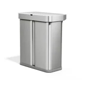 Jeklen koš za smeti 34+24 l za ločevanje odpadkov/brezstični v srebrni barvi Dual Sensor – simplehuman