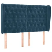 Vidaxl Vzglavje z ušesi temno modra 163x23x118/128 cm žamet