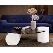 Casa Padrino luxury designer coffee table white 116 x 100 x H. 24 cm - Living room table with glass top - Living room furniture - Hotel furniture - Luxury furniture - Luxury Quality - Made in Italy