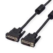VALUE Value DVI priključni kabel DVI-D 24+1-polni vtič 5.00 m črna 11.99.5555 zaščiten\, lahko se privije DVI kabel, (20418927)