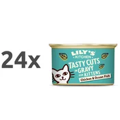 Lilys Kitchen Tasty Cuts v omaki Kitten - piščanec in oceanska riba 24 x 85 g