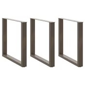 Noge za blagovaonski stol U-oblik 3 kom Prirodni celik 80 x (72-73) cm Celik