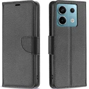 GS Ovitek za Xiaomi Redmi Note 13 Pro 5G, denarnica iz usnja Litchi, črna