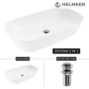 shumee Helmken 39370000 Umivalnik za pult (70x38) bel + zamašek Click-Clack krom