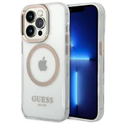 Guess Etui Guess Metal Outline MagSafe za iPhone 14 Pro - zlato