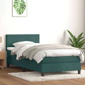 vidaXL vidaXL Box spring postelja z vzmetnico temno zelena 80x220 cm žamet, (21791435)