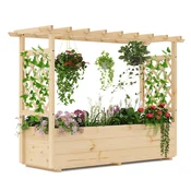 COSTWAY Rastlinjak z rešetko in nadstreškom za plezalne rastline Pergola, (5000198558)