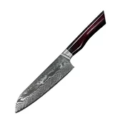 Damaskus kuhinjski nož Yoru - Santoku / Rdeča / Modra KP37404