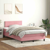 vidaXL vidaXL Box Spring postelja z vzmetnico Pink 120x220 cm Velvet, (21792105)