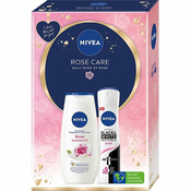 Nivea Rose Care Set gel za tuširanje Rose & Almond Oil 250 ml + antiperspirant Black & White Invisible Clear 150 ml za žene