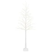 Vidaxl Brezovo božično drevo Bela 25 x 25 x 240 cm Plastika 493 LED
