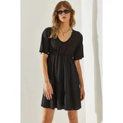 Bianco Lucci Womens Elastic Waist Wrapped V-Neck Dress