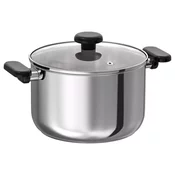 MIDDAGSMAT Lonac s poklopcem, bistro staklo/nerdajuci celik, 5 l